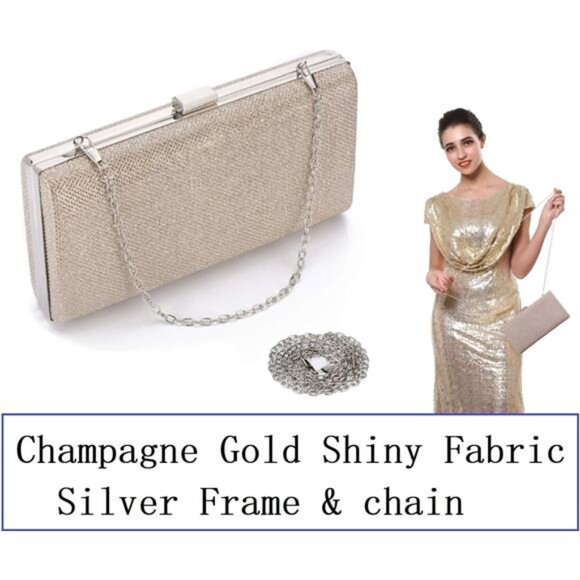 Womens Vintage Envelope Clutch Silver Evening Handbag For Cocktail/Wedding/Party - Picture 6 of 7
